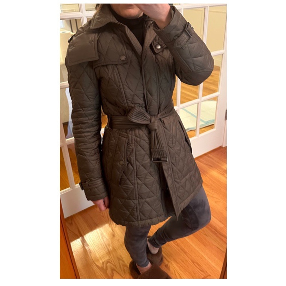 Burberry coat olive green with removable hood
